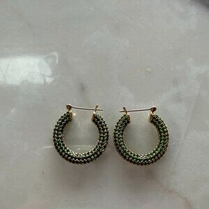 Luv Aj Pave Baby Amalfi Hoops- Emerald Green- Gold
